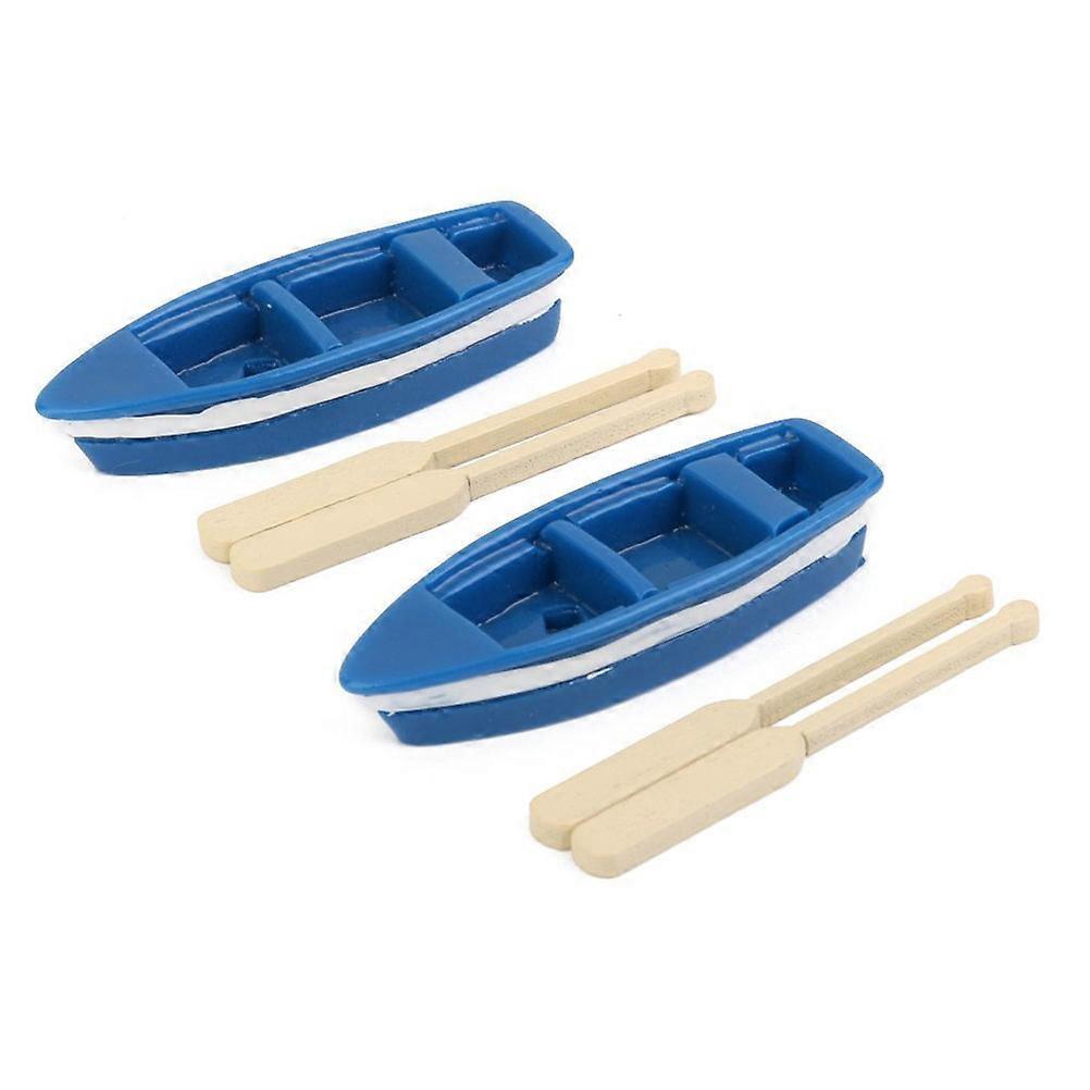 Sets Miniatur-moos-mikrolandschafts-bootsornamente (blau)-5.60x2.00x1.10cm-blue