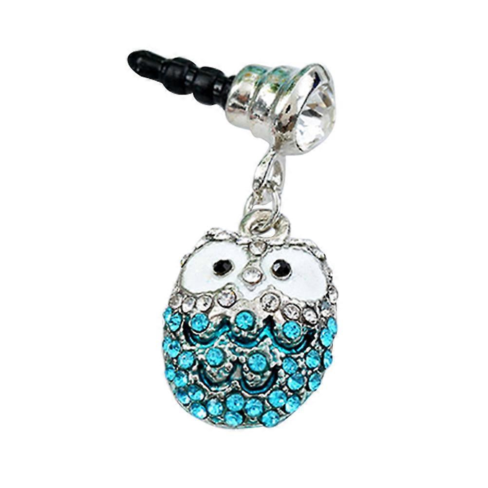 Big Eyes Owl 3,5mm Kopfhörerbuchsen-staubschutzstecker Mit Diamanten, Handy-kopfhörerbuchsen-zubehör (blau)-3.00x1.00x0.50cm-blue