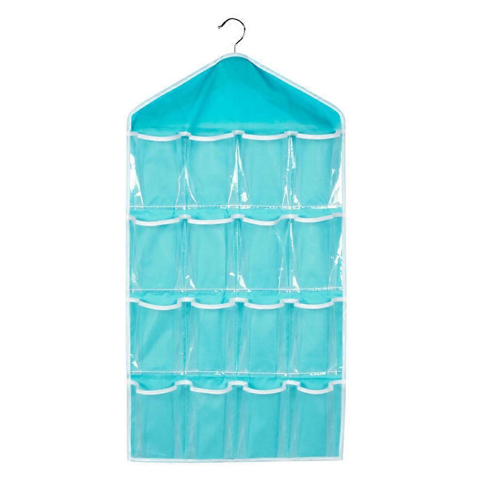 Aufbewahrungstasche Mit 16 Fächern Zum Aufhängen An Der Tür, Organizer Für Wand Und Tür, Kleiderschrank, Unterwäsche, Socken, Bhs, Kleinigkeiten (blau)-76.00x42.00x0.01cm-blue