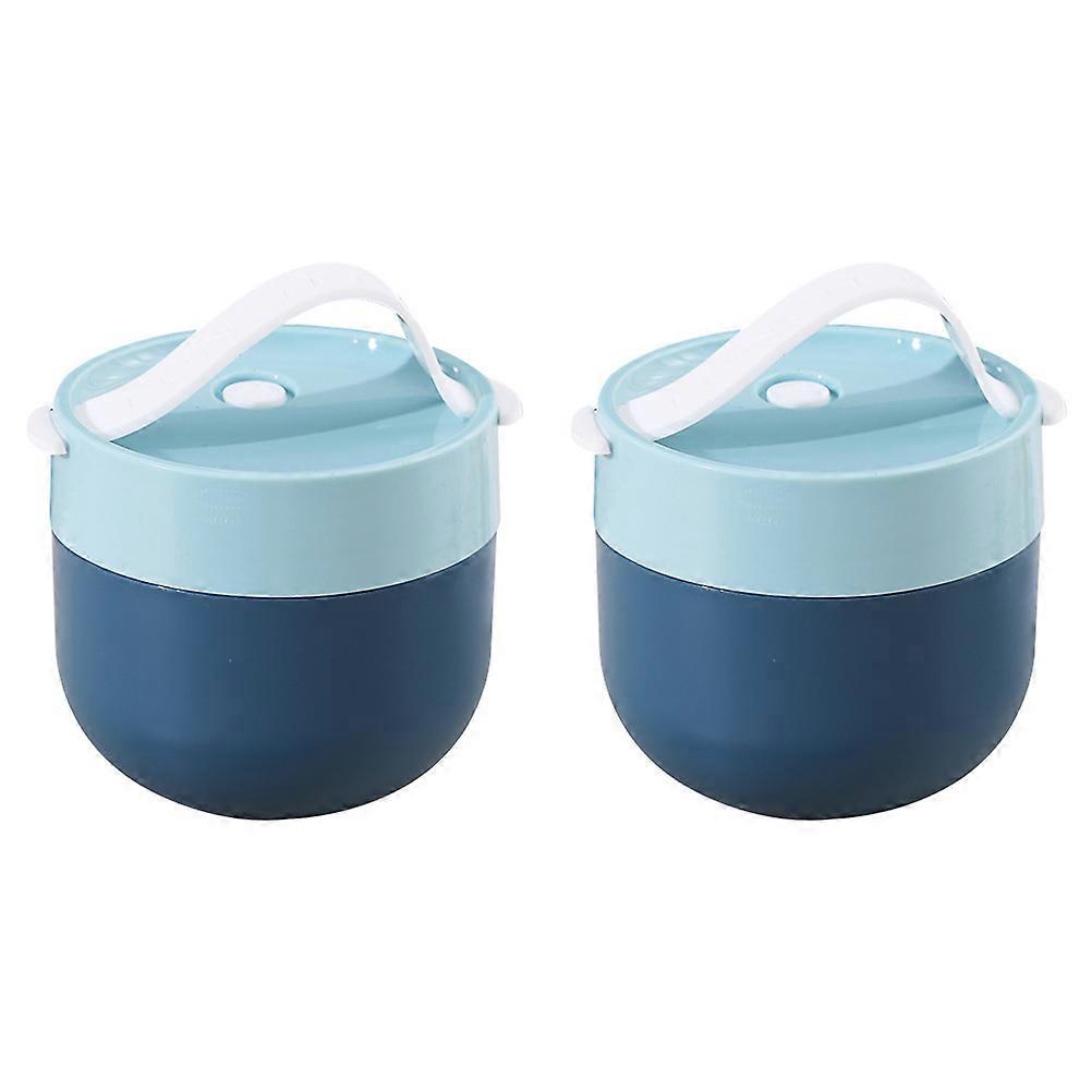 Set Tragbarer Frühstücksbecher, Suppenbecher, Praktischer Lebensmittelbehälter, Milchbehälter-11.00x10.00x10.00cm-blue
