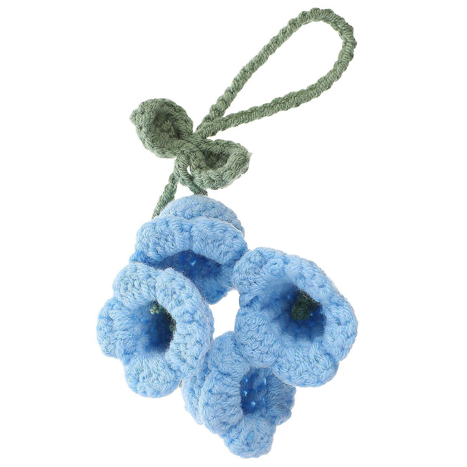 Set Auto-hängeornament, Gehäkelte Blume, Gehäkelte Blume, Auto-dekoration, Auto-zubehör-23.00x4.50x3.00cm-blue