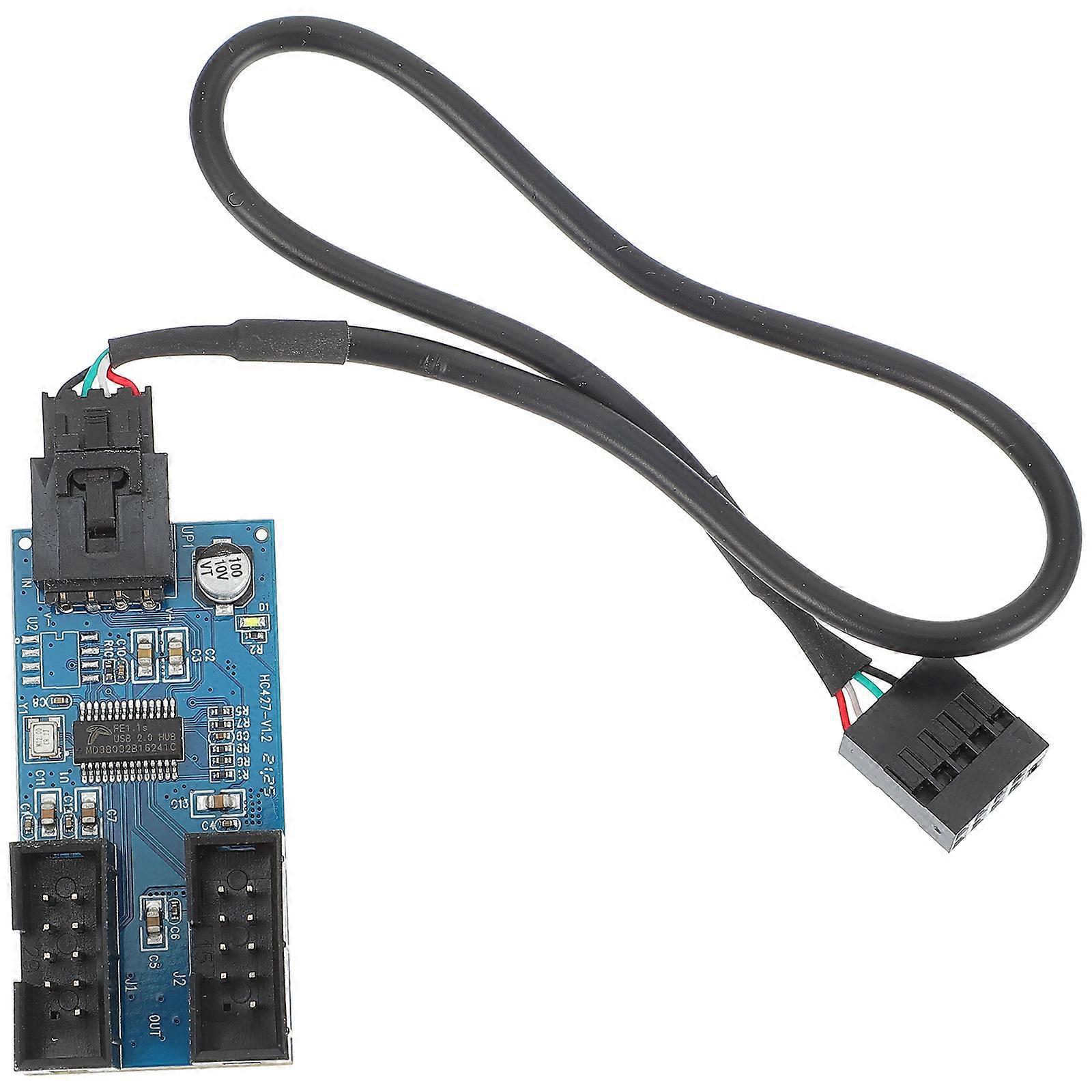 Usb-header-erweiterungs-hub, Port-multiplikator, Usb 2.0 9-polig, 1 Auf 2, Hub-splitter-5x2.5x1.5cm-blue