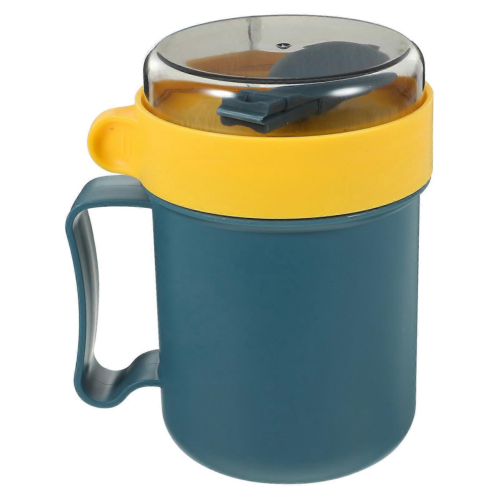 Stück 500 Ml Frühstücksbecher, Haushaltsmilchbecher, Tragbarer Suppenbecher Mit Löffel (blau)-13.8x9cm-blue