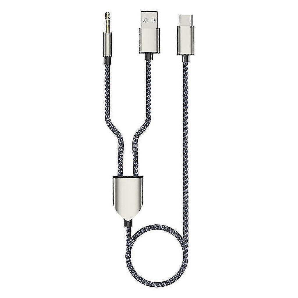 1 Split 2 Typ-c Auf Usb-a 3,5-mm-aux-kabel Stereo-hifi-sound Für Autolautsprecher-blue