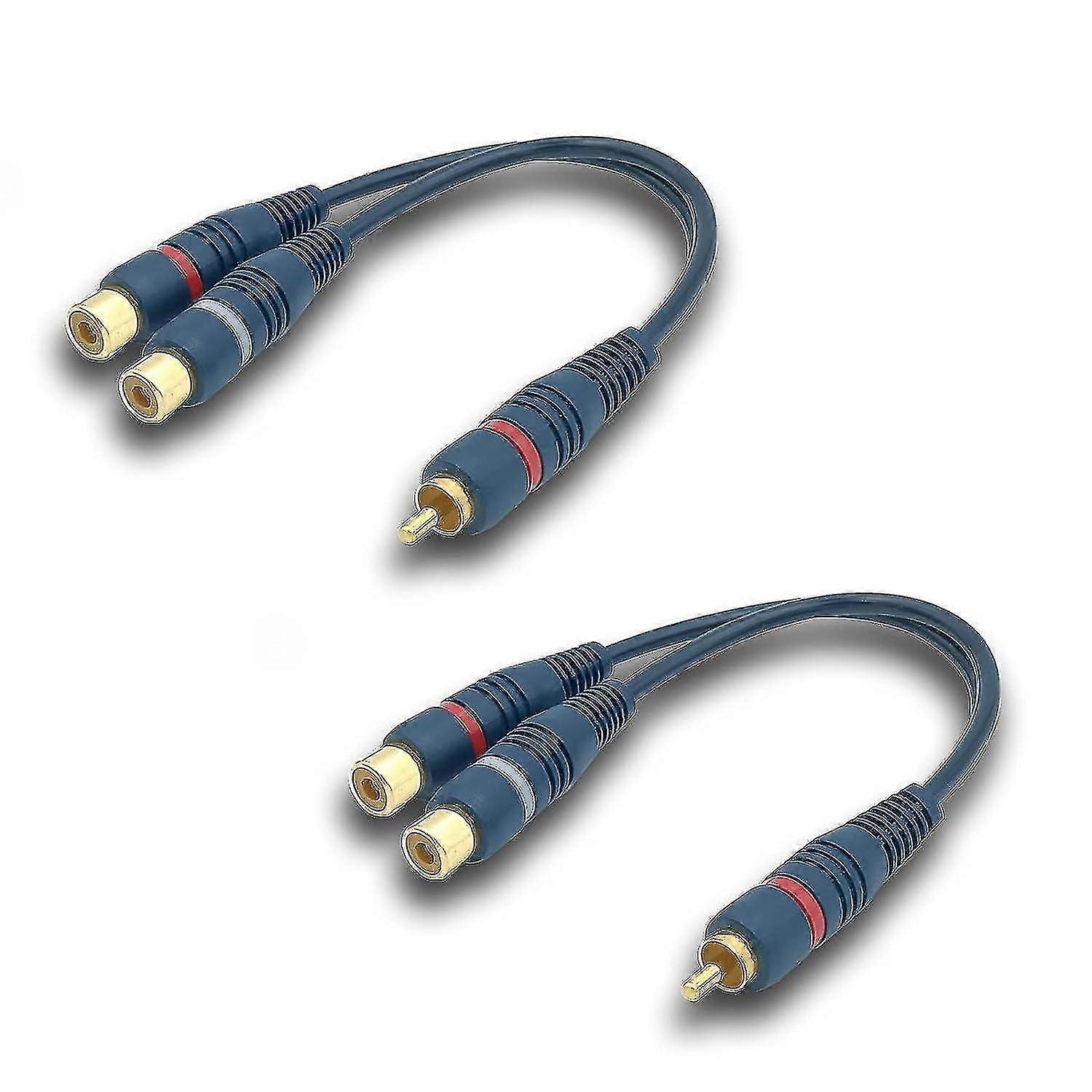 20 Cm Rca-audio-splitter-adapter Y-kabel (rca-y-kabel, 2er-pack, Blau), Rca-kabel Auf Klinkenstecker (1 Stecker Auf 2 Buchsen) Für Subwoofer, Phono, Av