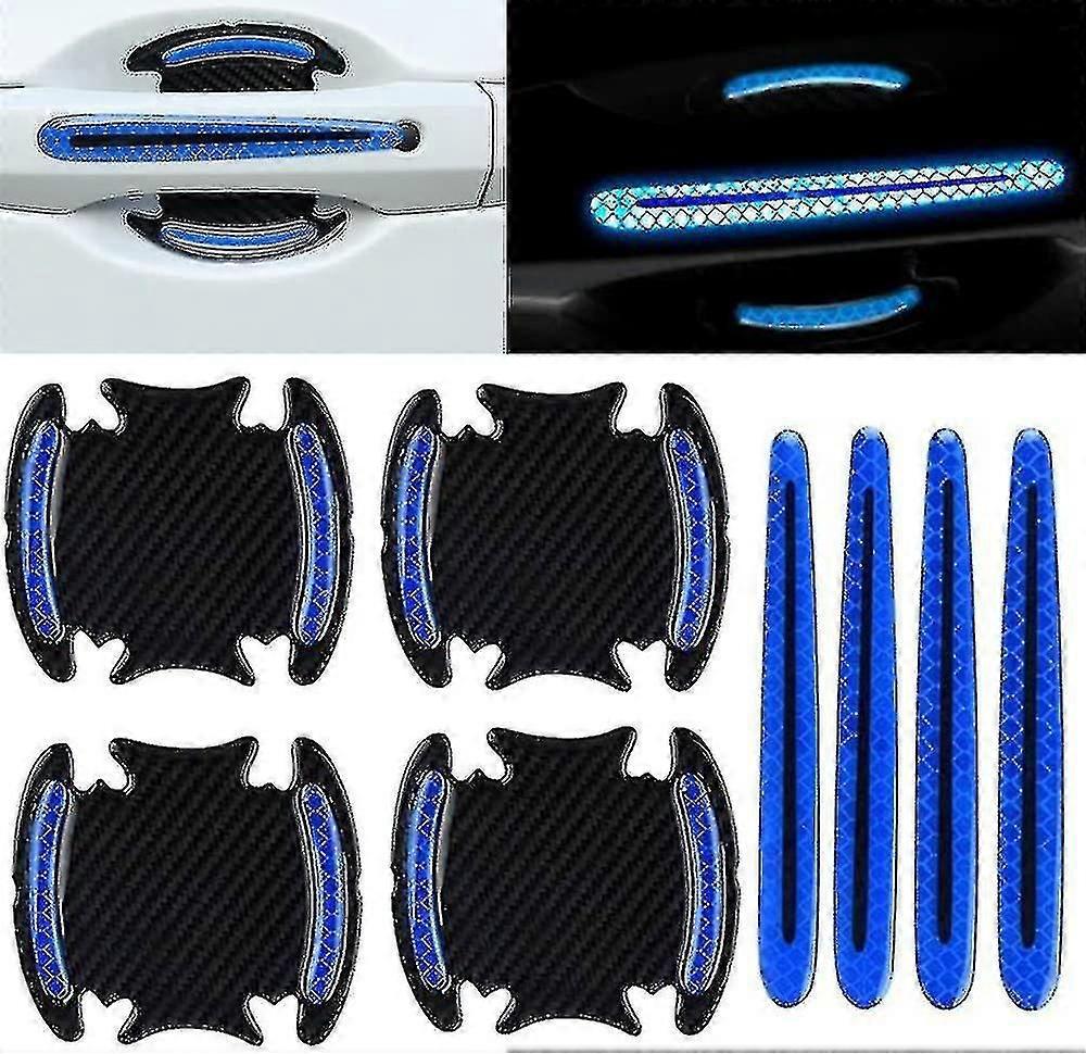 Reflektierende Aufkleber Für Autotürgriffe, Universeller Kratzschutz Für Autotürgriffe, Schutzfolie Mit Sicherheitsreflektorstreifen, 8er-pack (blau)