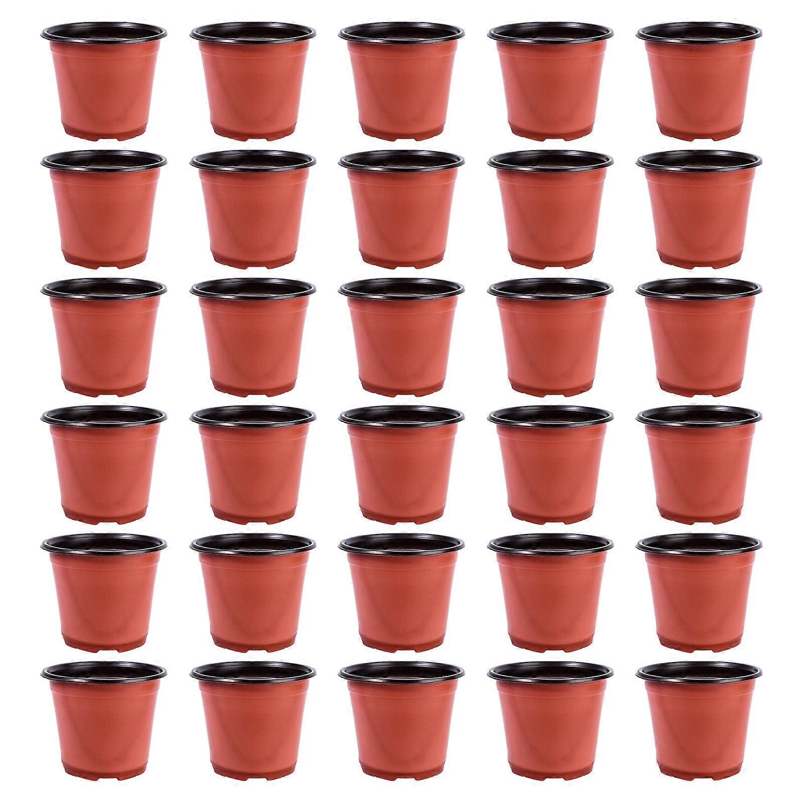 30 Stück Kunststoff-blumentöpfe, Kreativ, Atmungsaktiv, Für Sukkulenten, Blumentöpfe, Beckentöpfe – Durchmesser 150 Mm (braun, Zufällige Bodenöffnung)-14.50x14.50x12.00cm-brown