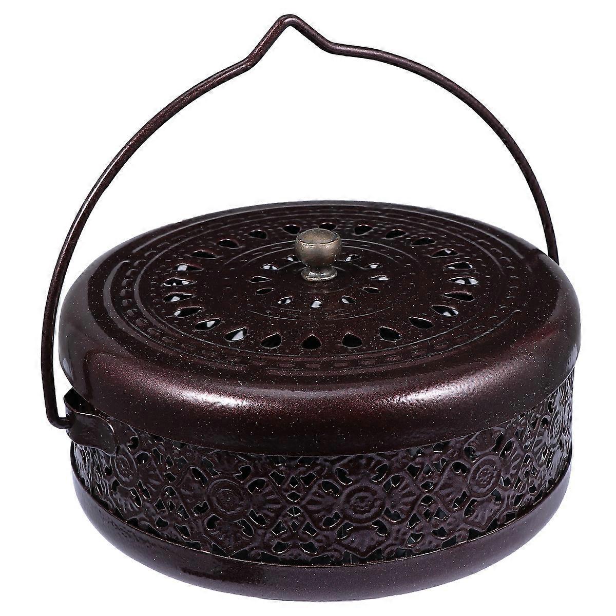 Tragbarer Moskitospiralenhalter Aus Eisen, Moskito-räuchergefäß, Heimdekoration (braun)-14.5x14.5cm-brown