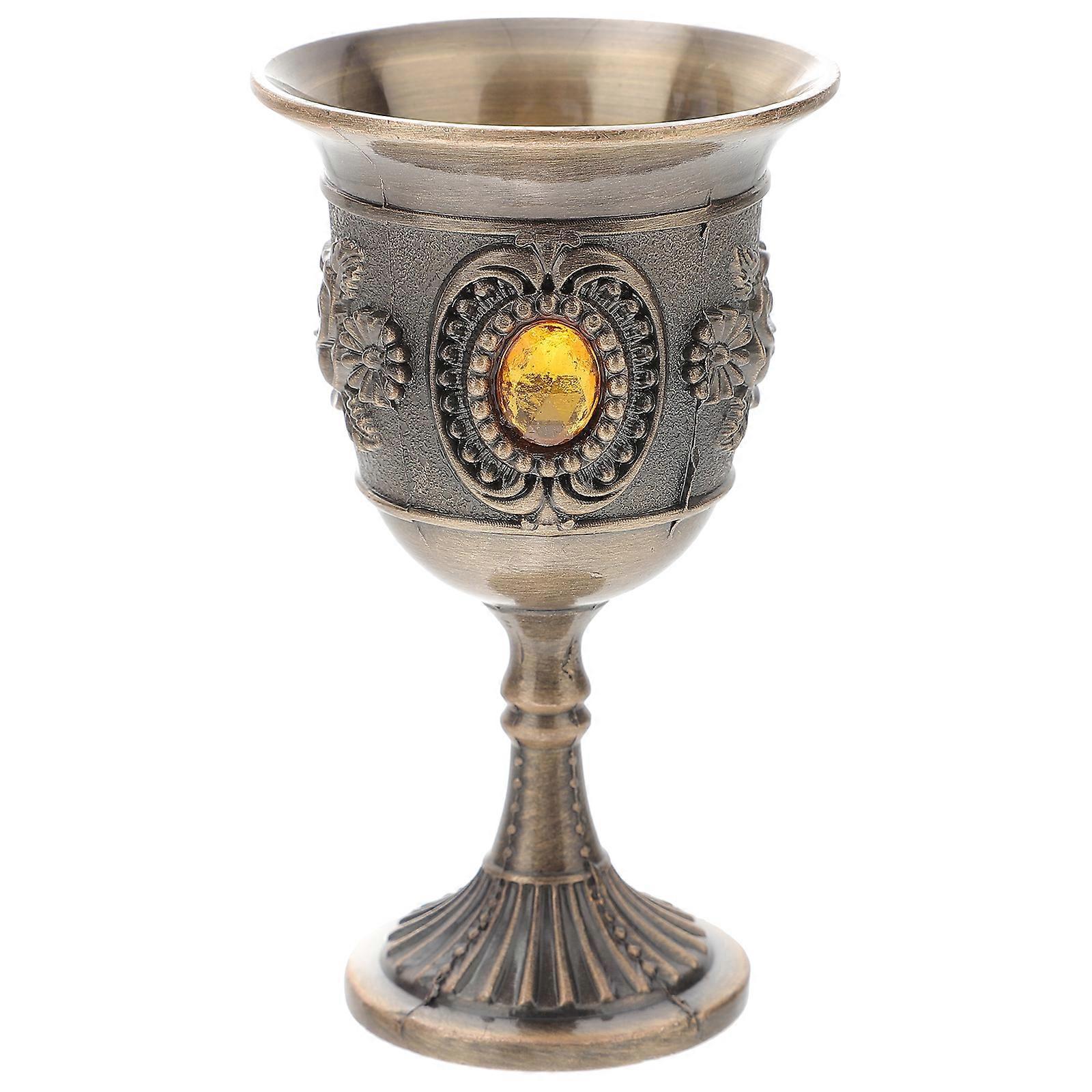 Weinglas Aus Zinklegierung, Zierlicher Weinkelch, Weinhalter, Tischdekoration (bronze)-8.00x4.20x4.20cm