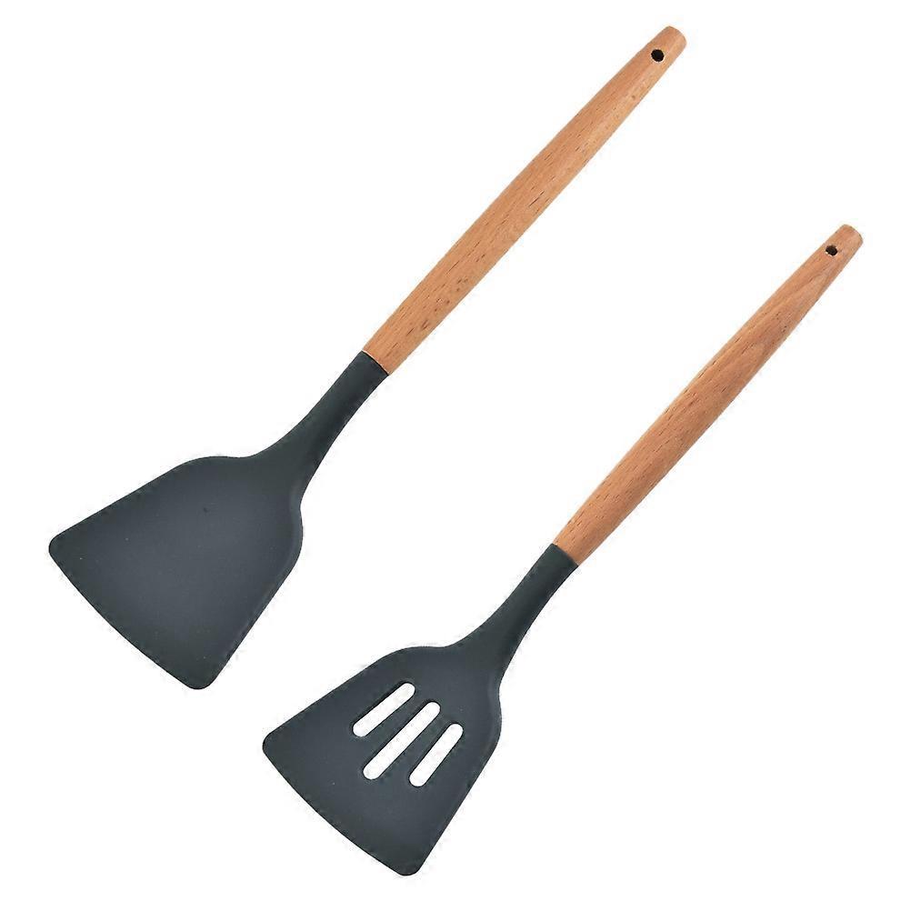 2-teiliges Silikon-spatel-set Für Den Haushalt, Küchenutensilien, Kochwerkzeuge (dunkelgrau)-32x7.8x1cm-dark Grey