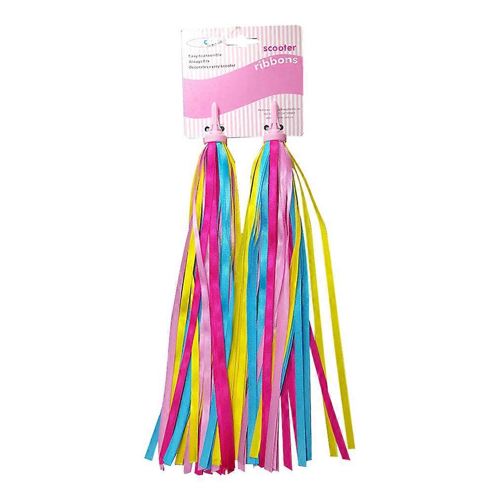 Ein Paar Bunte Rollerquasten Für Kinderfahrradlenker (gelb Und Rosa)-30.00x3.20x1.00cm