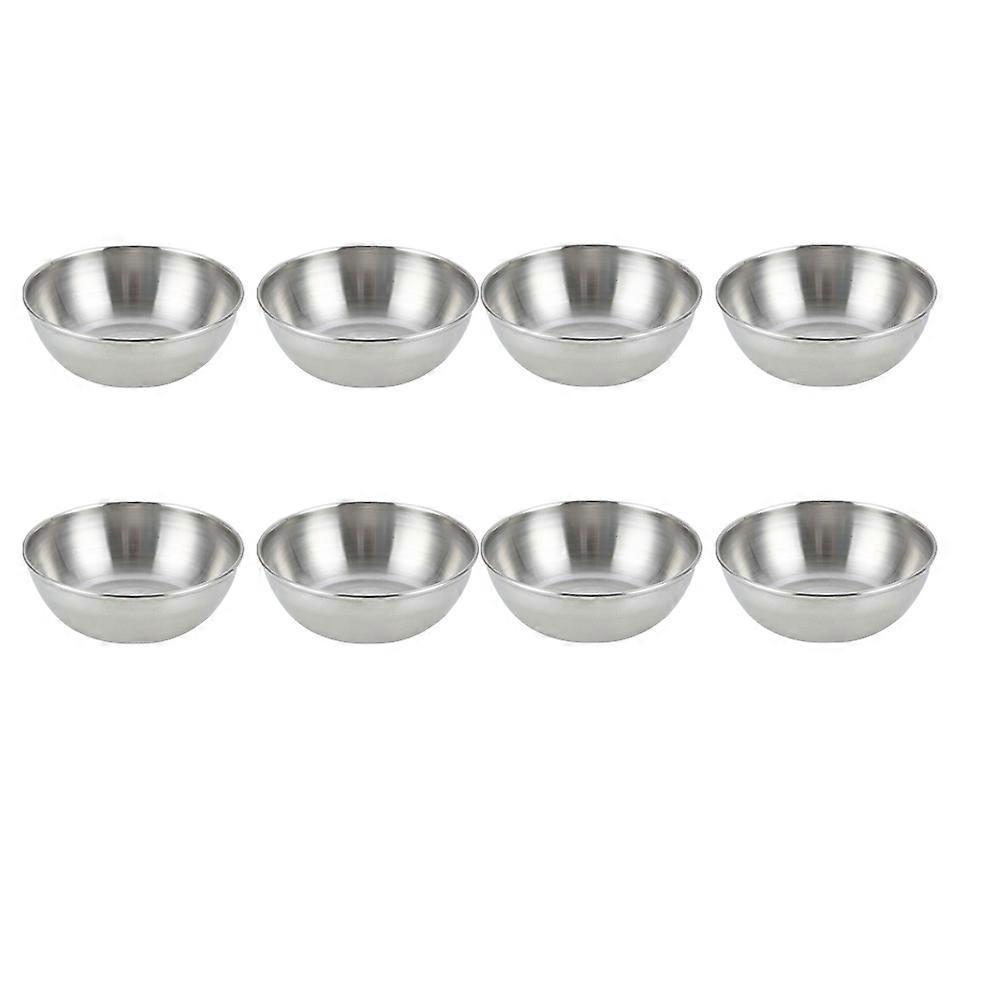 8-teiliges Set Edelstahl-saucenschalen, Dips, Runde Gewürzschalen, Untertassen, Vorspeisenteller Für Restaurant Und Zuhause (silber)-8x8cm-silver