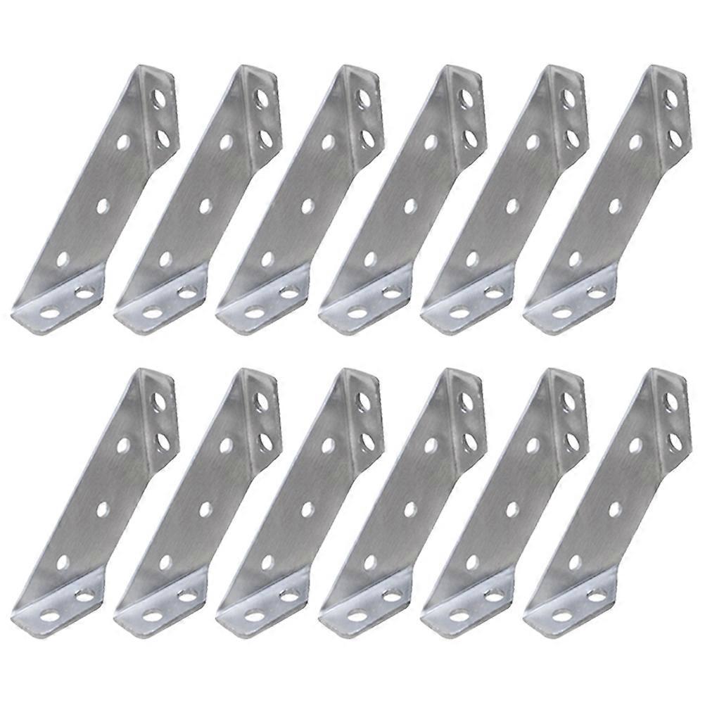 12 Stück Trapezwinkel, Rechtwinklige Eckverbinder Aus Edelstahl-6.90x2.00x1.20cm-silver