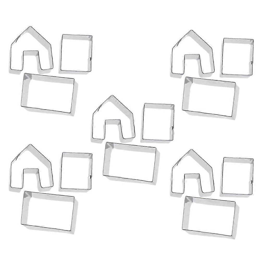 Sets/15-teilige Weihnachtsplätzchenausstecher, Lebkuchenhaus-ausstecher-4.5x4cm-silver