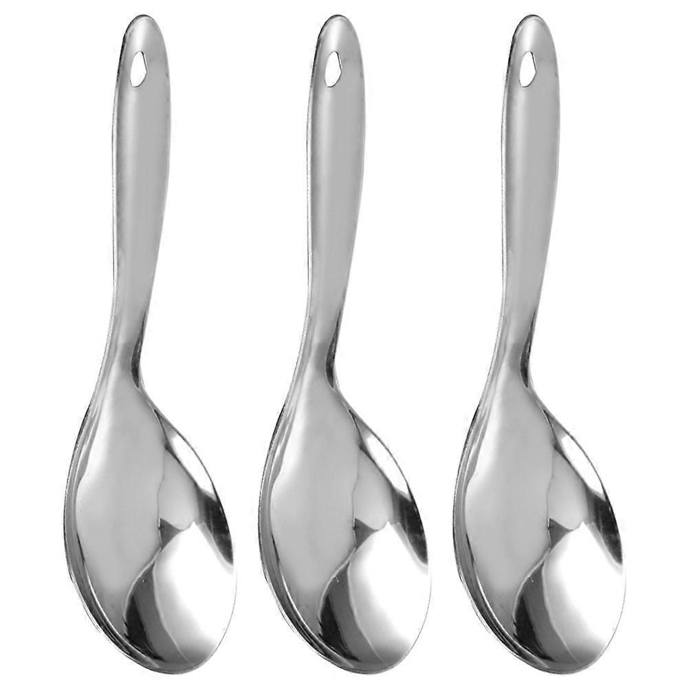 3-teiliges Set Edelstahl-reislöffel, Einfacher Kochlöffel, Küchenhelfer-22.00x7.50x0.20cm-silver