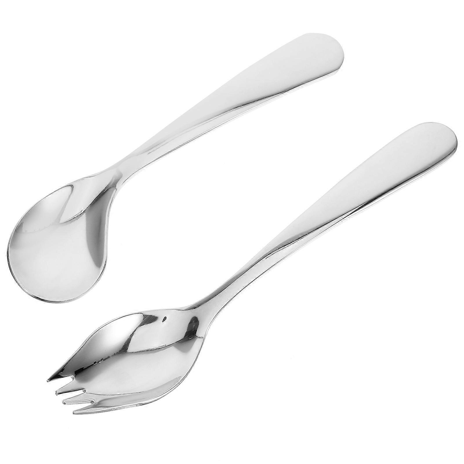 Set Adaptives Besteck, Gebogener Löffel, Patientengeschirr, Edelstahl, Gebogener Löffel-spork-set-13.50x3.50x0.50cm-silver