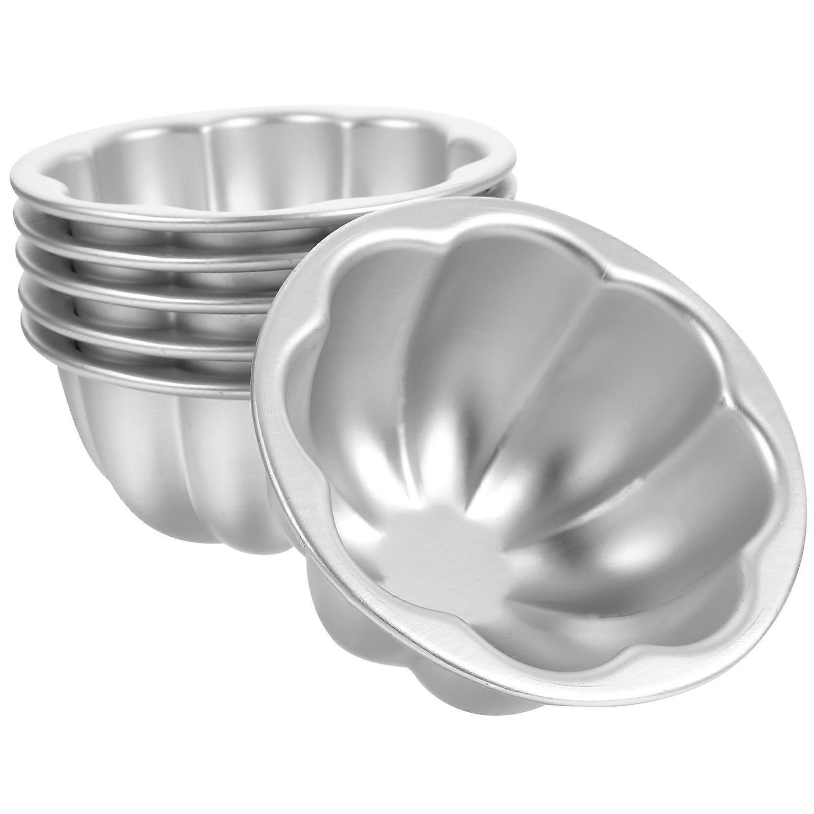 6-teiliges Set Antihaftbeschichteter Puddingförmchen, Multifunktionale Backformen, Muffinförmchen, Kuchenbackformen-9.5x9.5x4.5cm-silver