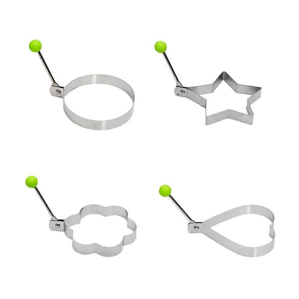 4-teiliges Set Edelstahl-kochformen Für Spiegeleier, Pfannkuchen, Antihaft-eierringe, Küchenform-werkzeug (stern-/kreis-/herz-/blumenform)-silver