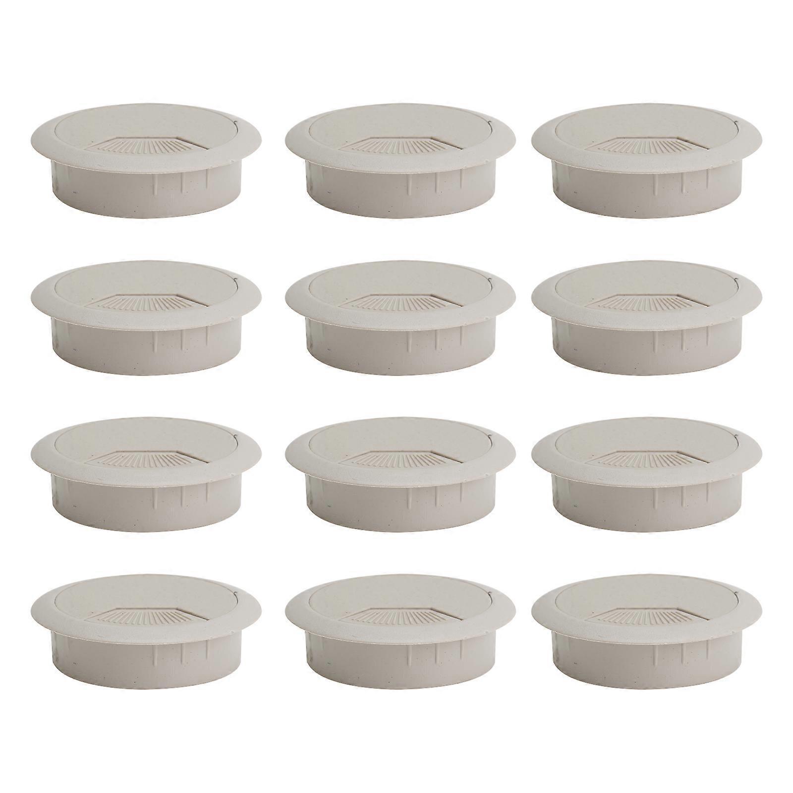 10 Stück Kabeldurchführungen Für Pc-schreibtische, 50 Mm Durchmesser (grau-weiß)-6.50x2.00x1.60cm