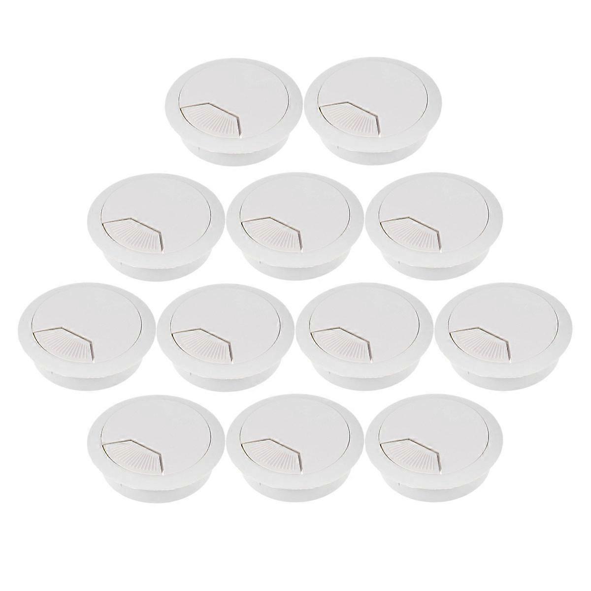 12 Stück Kabeldurchführungen Für Pc-schreibtische, 50 Mm Durchmesser (grau-weiß)-6.00x5.00x1.60cm-white