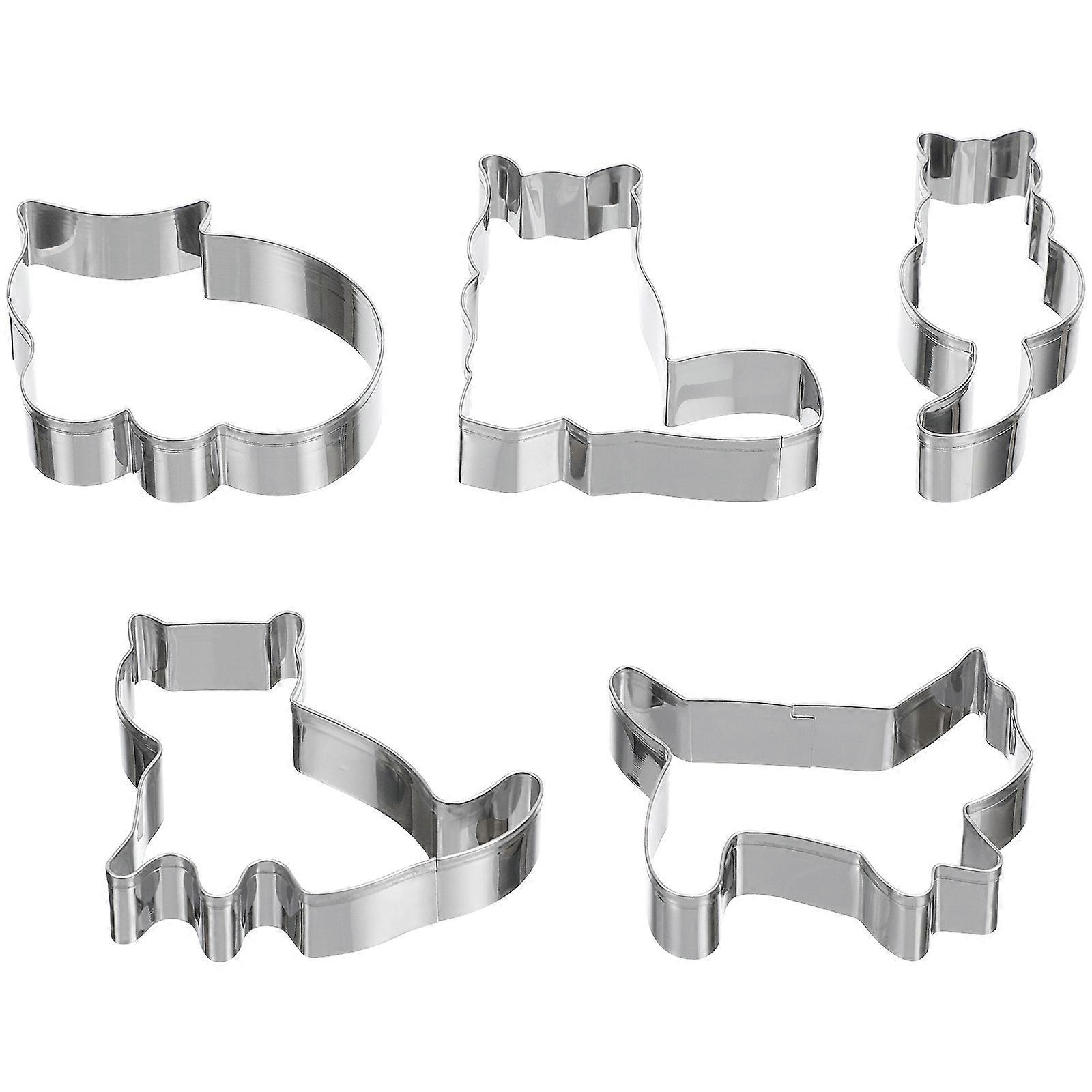 5-teiliges Katzen-ausstechförmchen, Katzen-keks- Und Fondant-ausstechförmchen Aus Edelstahl-8.30x3.80x2.00cm-silver