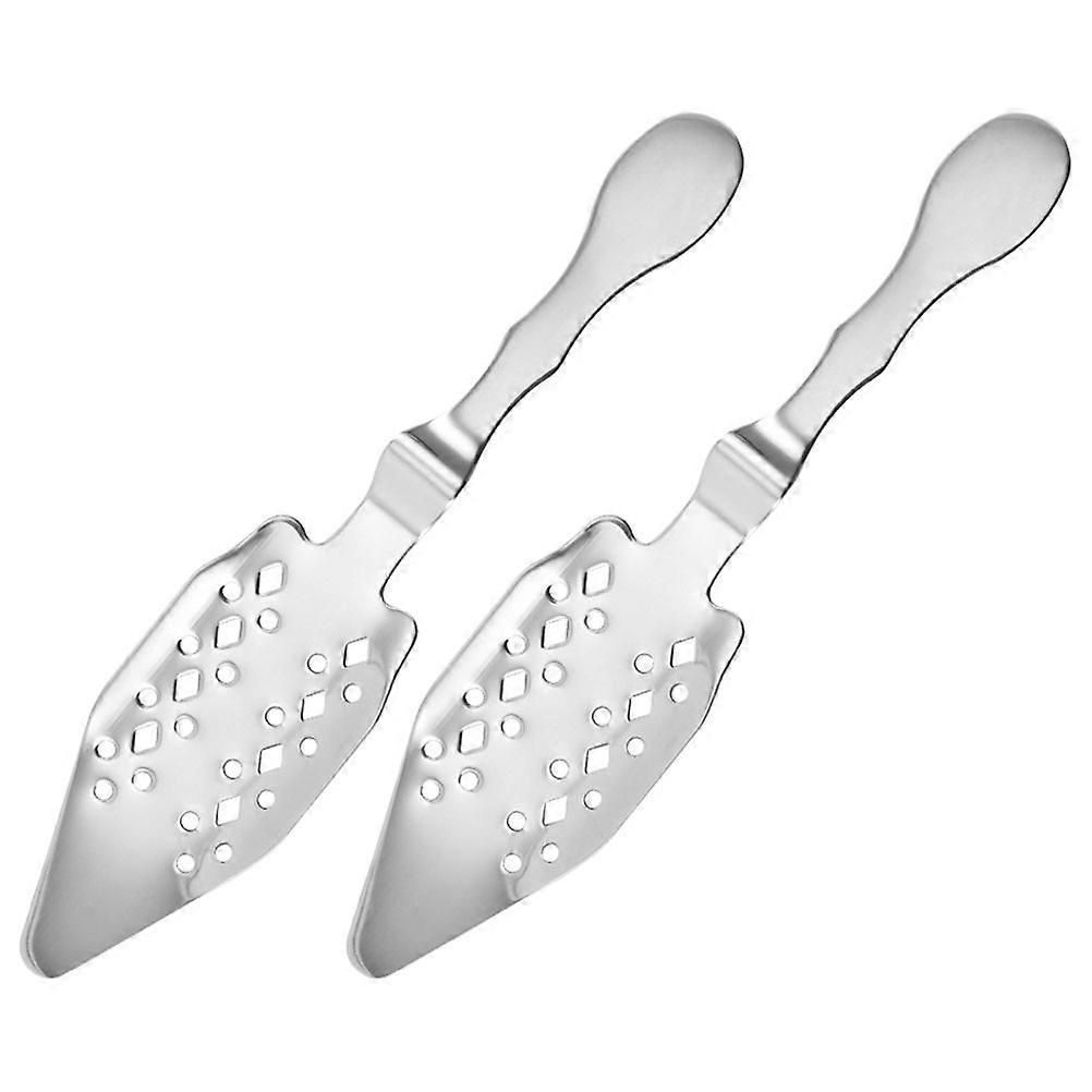 2 Stück Absinthlöffel, Edelstahllöffel, Hohler Absinthlöffel, Absinthbrunnenlöffel-16.10x3.50x1.00cm-silver