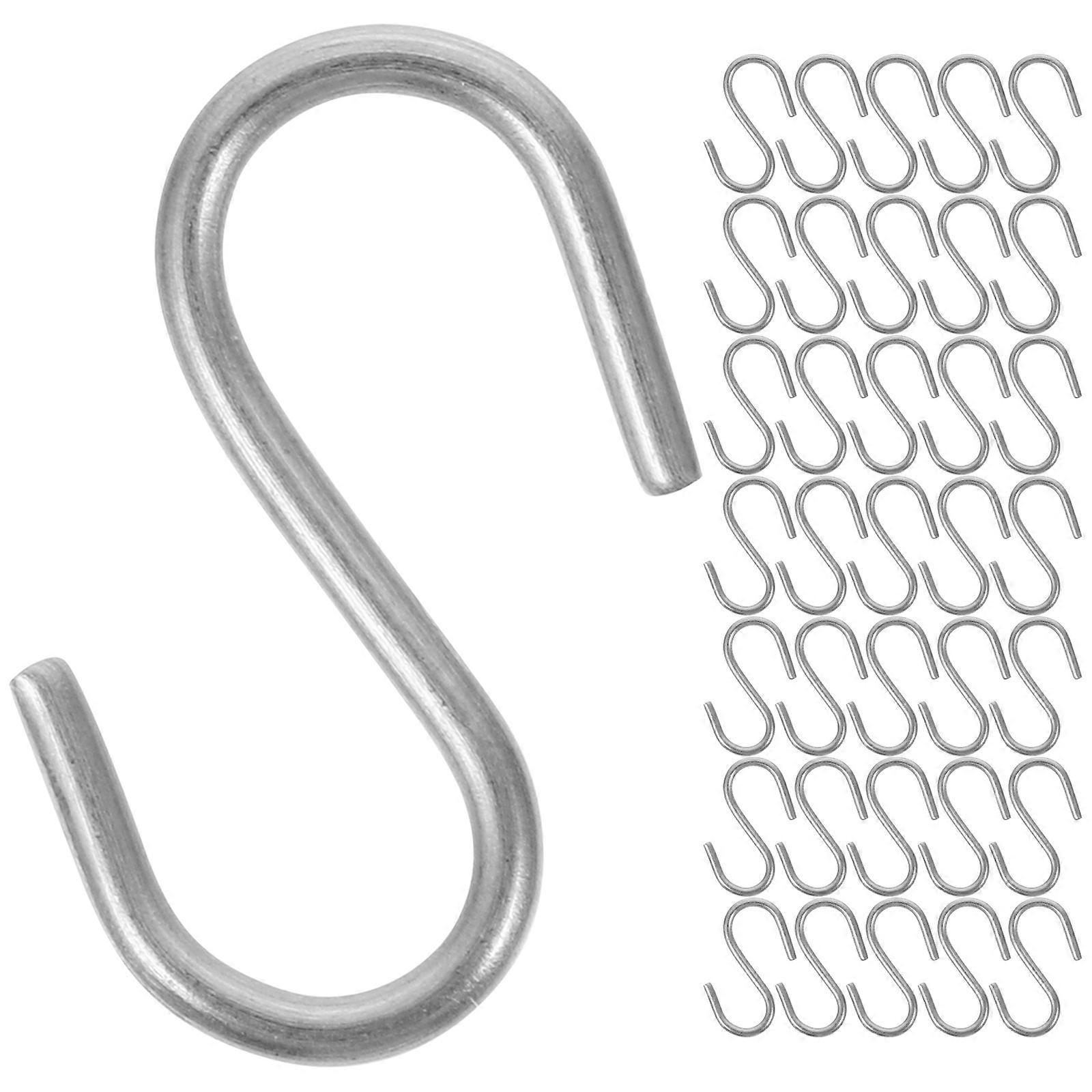100 Stück S-förmige Haken, Küchenhaken, Eisenhaken, Türhaken, Robuste Haken-1.30x0.80x0.10cm-silver