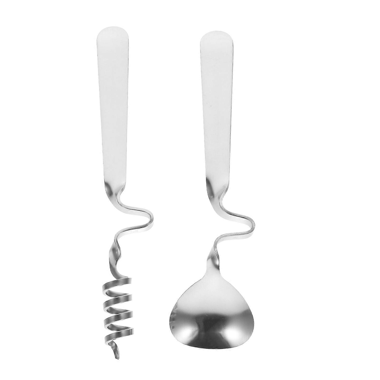 Stück Dessertlöffel Aus Edelstahl, Praktische Gebogene Kaffeerührlöffel (silber)-14x3.2x1cm-silver