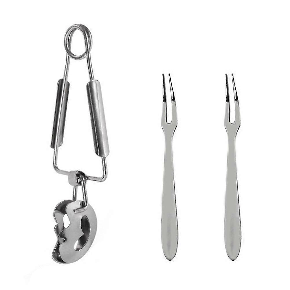 1 Set Schneckenzangen-set Premium-schneckenzange Langlebige, Robuste Schneckengabel-16x5.5x3cm-silver