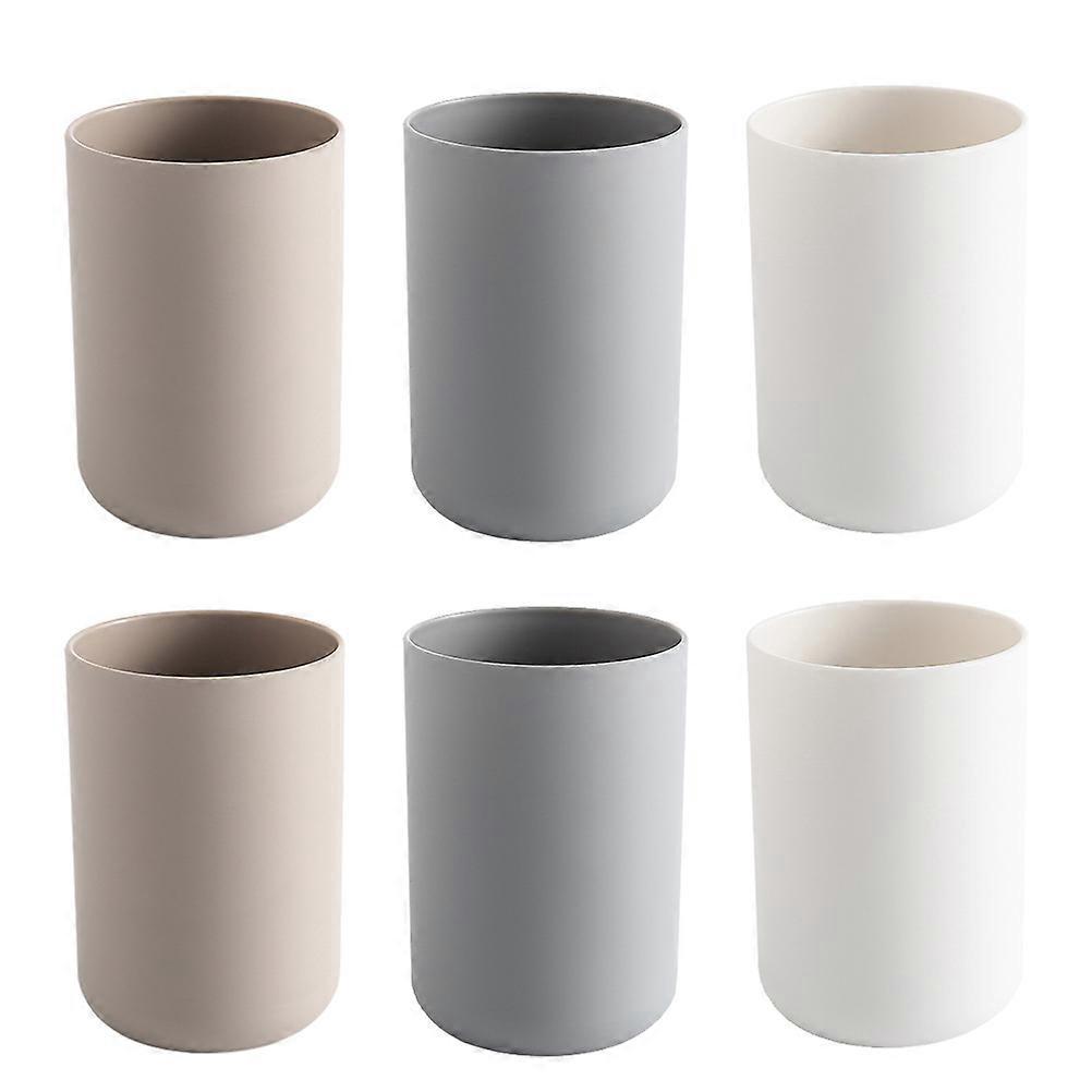 6er-set Zahnbürstenbecher Fürs Badezimmer, Einfarbig, Weiß, Grau, Kaffeebraun (je 2 Stück)-7.2x10.3cm