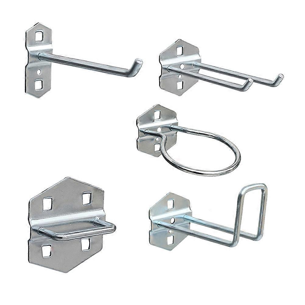 Set/5 Stück Lochwandhaken-sortiment, Eisen-organizer-haken-werkzeug, Wandaufhänger-10.00x5.00x2.00cm-silver