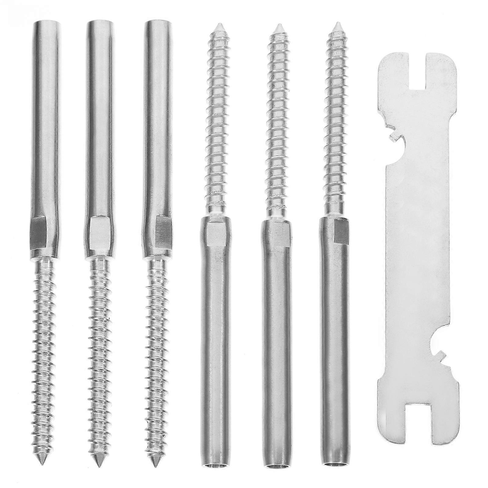 3 Paar Kabelgeländer-set, 3/16 Zoll Pressschrauben, Deckgeländer-set-lieferung-11.3x0.7cm-silver