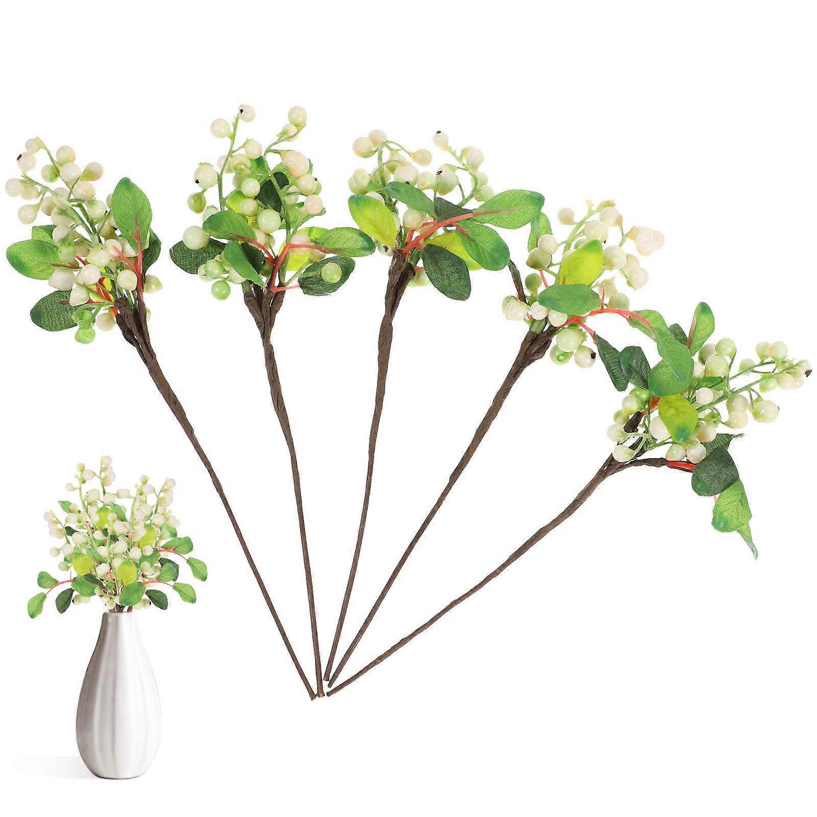 Stück Weiße Und Grüne Künstliche, Zarte Beeren Aus Naturgetreuem Stoff, Blaubeeren, Deko-fruchtblumen, Weihnachtsschmuck Zum Selbermachen.-25.00x8.00x3.00cm