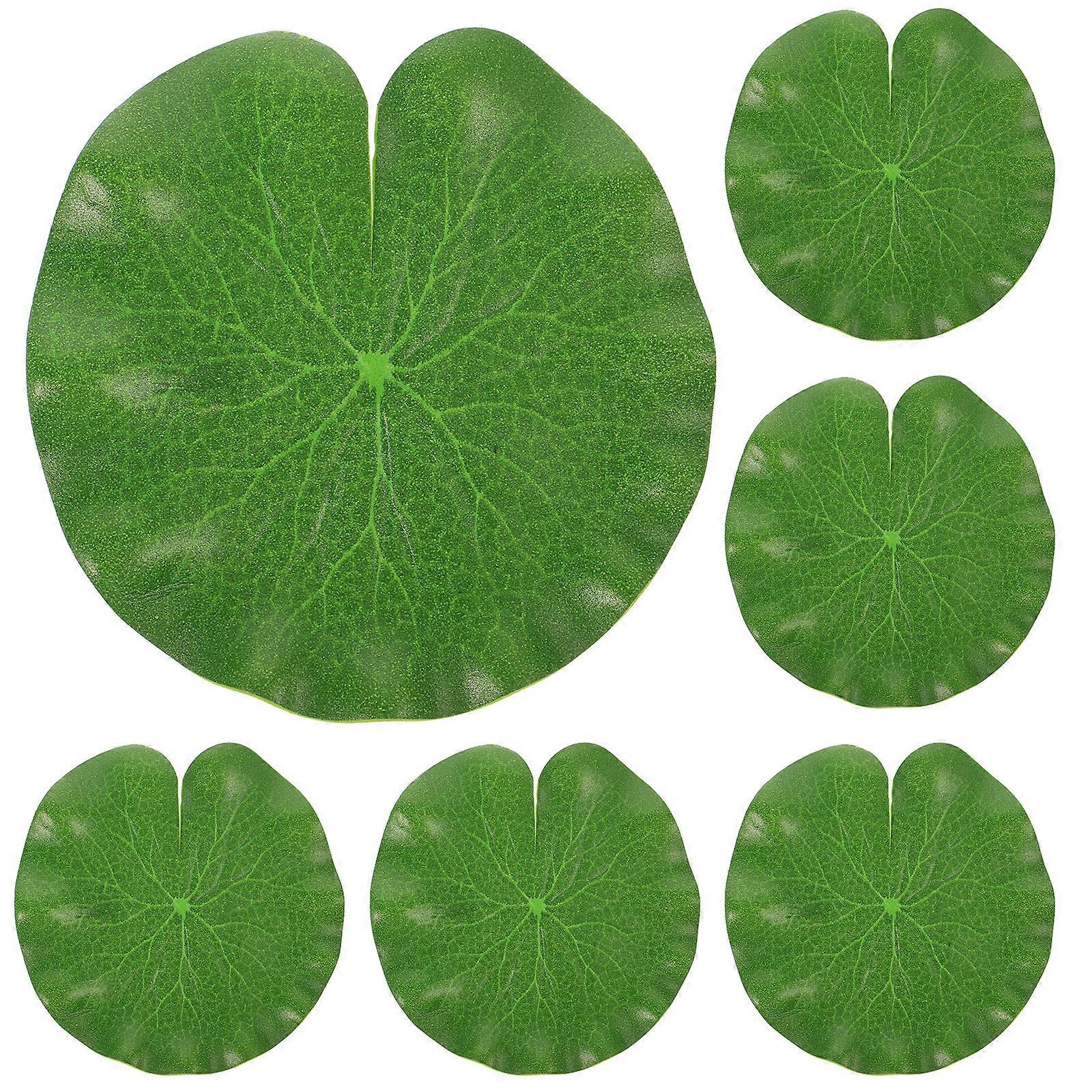 6 Stück Künstliche Lotusblätter Aus Pu-kunststoff, Schwimmende Lotusblätter, Dekoration Für Aquarien Und Teiche (10 Cm, Grün)-green