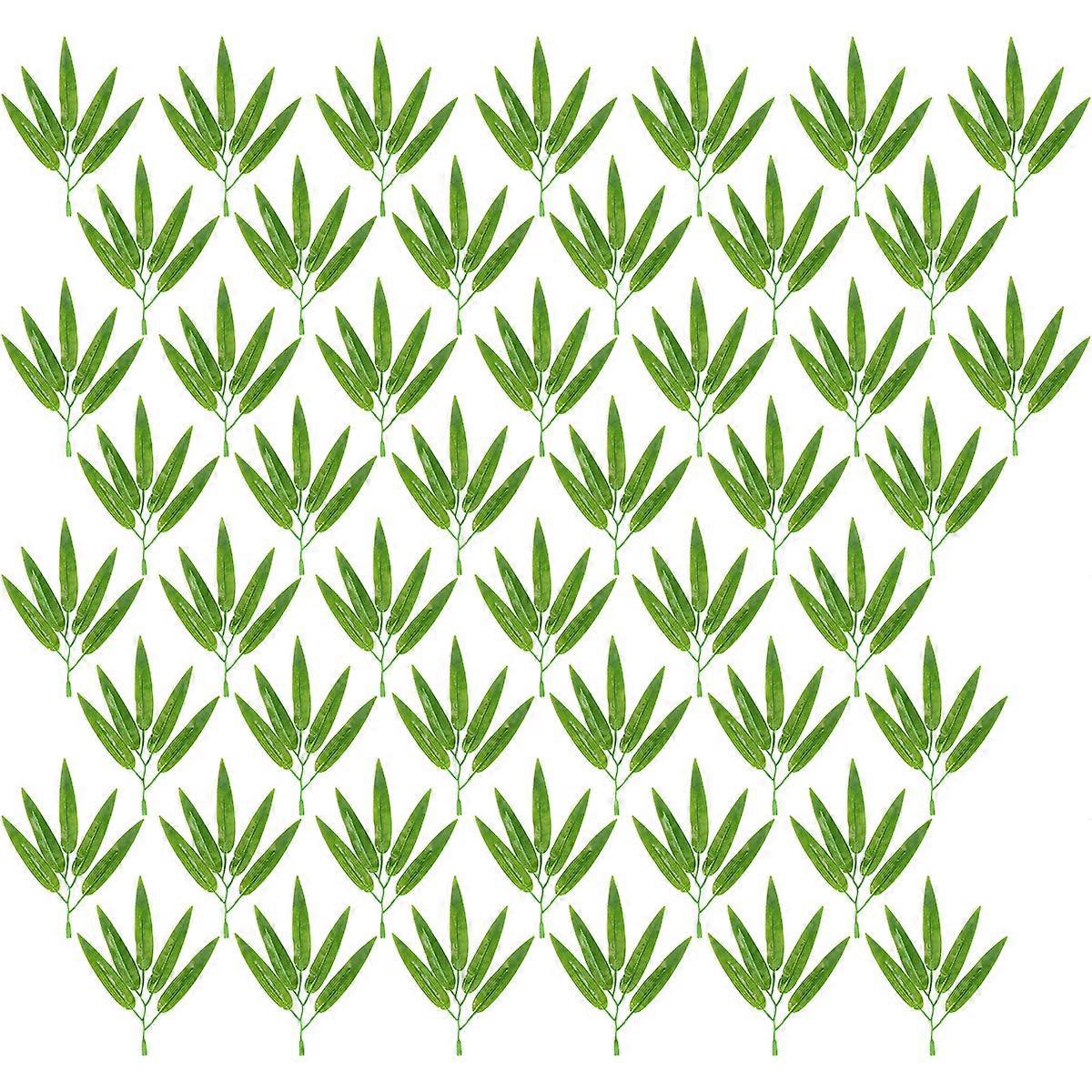 50 Stück Künstliche Bambusblätter, Bambuszweige, Künstliche Zweige, Haushaltsdekoration, Verzierung Für Zuhause, Büro, Restaurant (hellgrün)-16x13cm-green