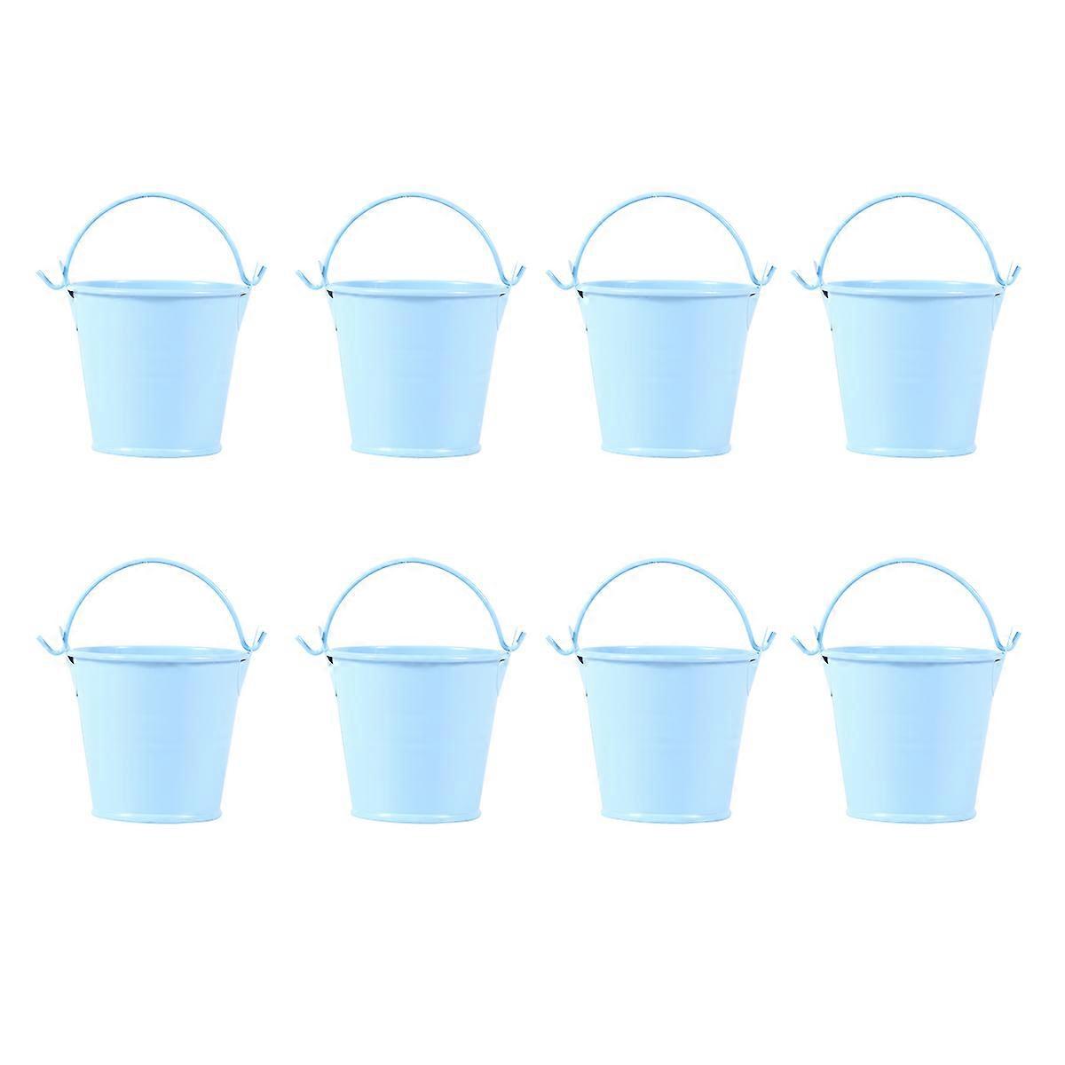 Stück Miniatur-eimer Aus Weißblech, Kleiner Blumeneimer, Mini-pflanzeneimer Für Zuhause (hellblau)-6.2x6.2cm