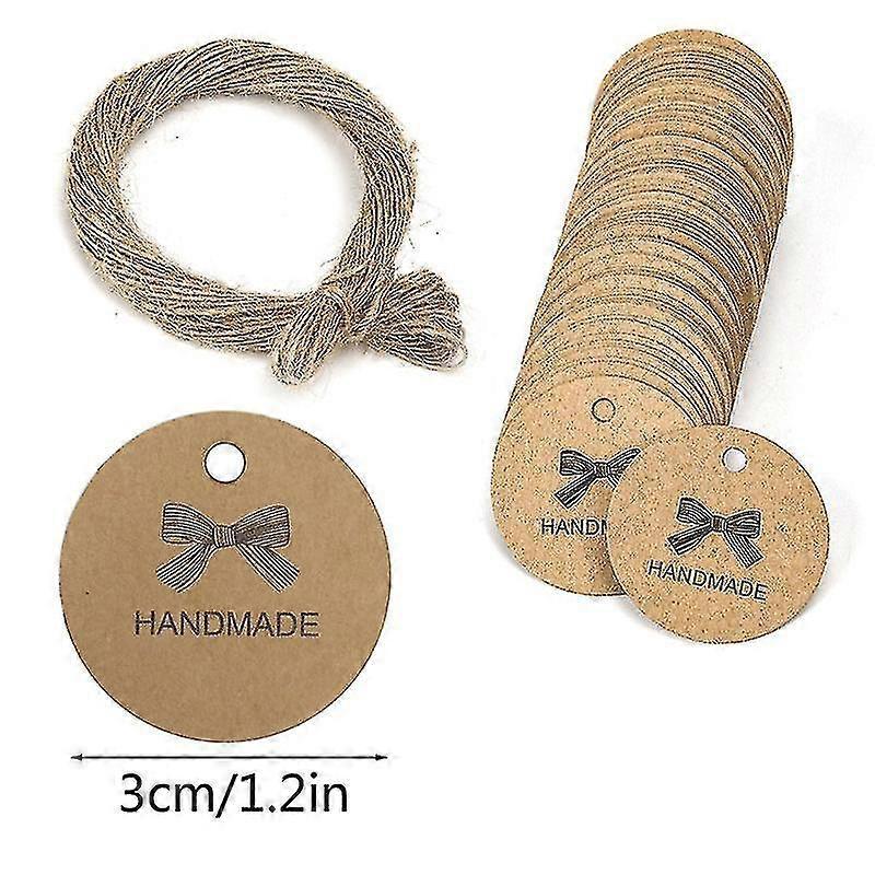 100 Geschenkanhänger, Handgefertigt Mit Liebe, Runde Geschenkanhänger Aus Kraftpapier Mit Schnur-pattern 1