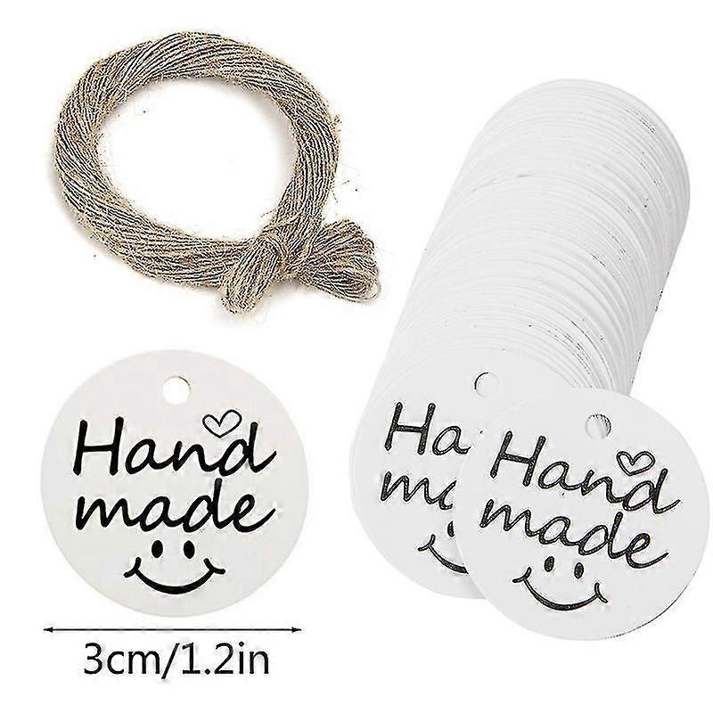 100 Geschenkanhänger, Handgefertigt Mit Liebe, Runde Geschenkanhänger Aus Kraftpapier Mit Schnur-pattern 5