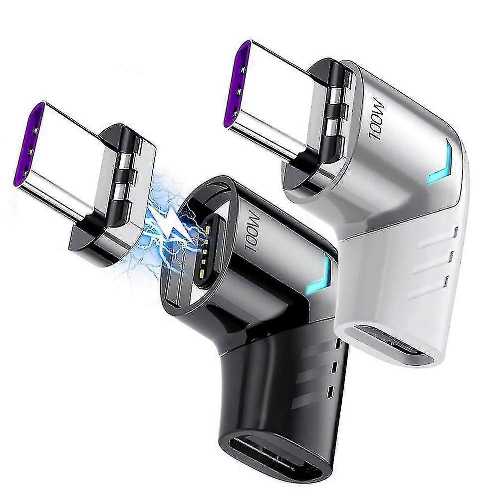 Magnetischer Usb-c-adapter (2er-pack) Typ-c-anschluss, Rechtwinklig, Unterstützt Usb Pd 100w Schnellladung & 480 Mb/s Datenübertragung, Kompatibel Mit Usb-c-mobiltelefonen