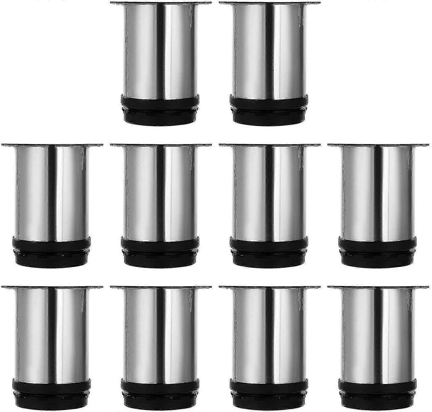 Set Mit 8 Verstellbaren Möbelfüßen, 80 Mm Höhe, Runde, Gebürstete Edelstahl-möbelfüße, Sofafüße, Tischfüße, Verstellbare Höhe