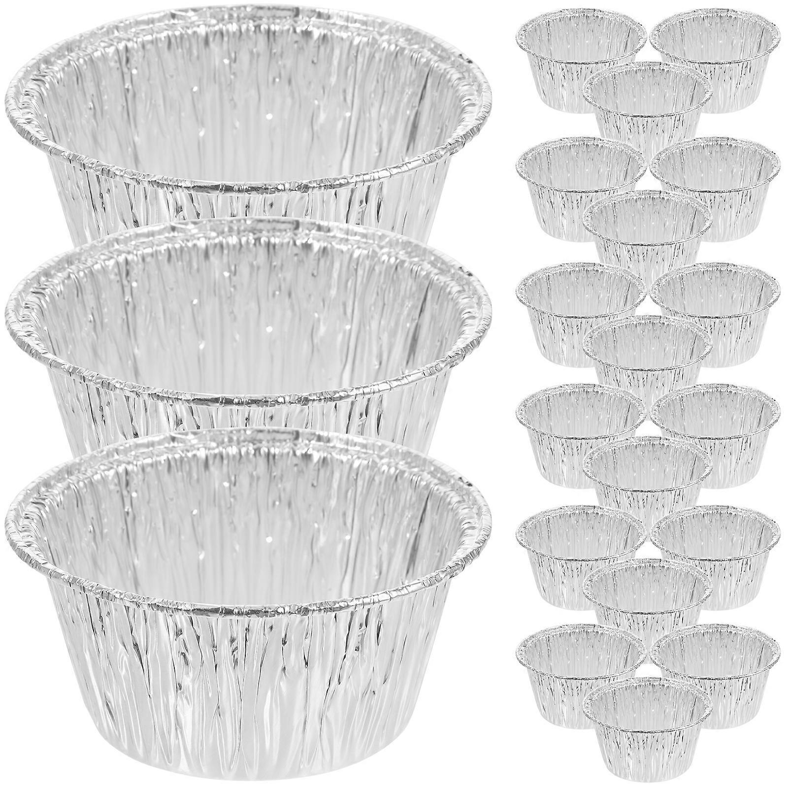 100 Stück 110 Ml Einweg-eierkuchenformen Aus Alufolie, Runde Mini-cupcake-/muffin-backförmchen Für Backzubehör, Runde Eierkuchenformen-silver