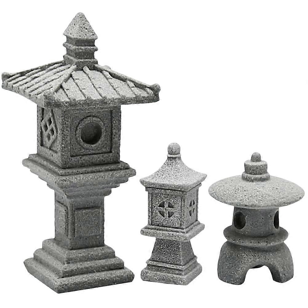 Set Pagodenstatue Turmstatue Zen-garten Pagode Dekor Bonsai Miniatur Pagode-12.00x5.50x5.50cm-grey