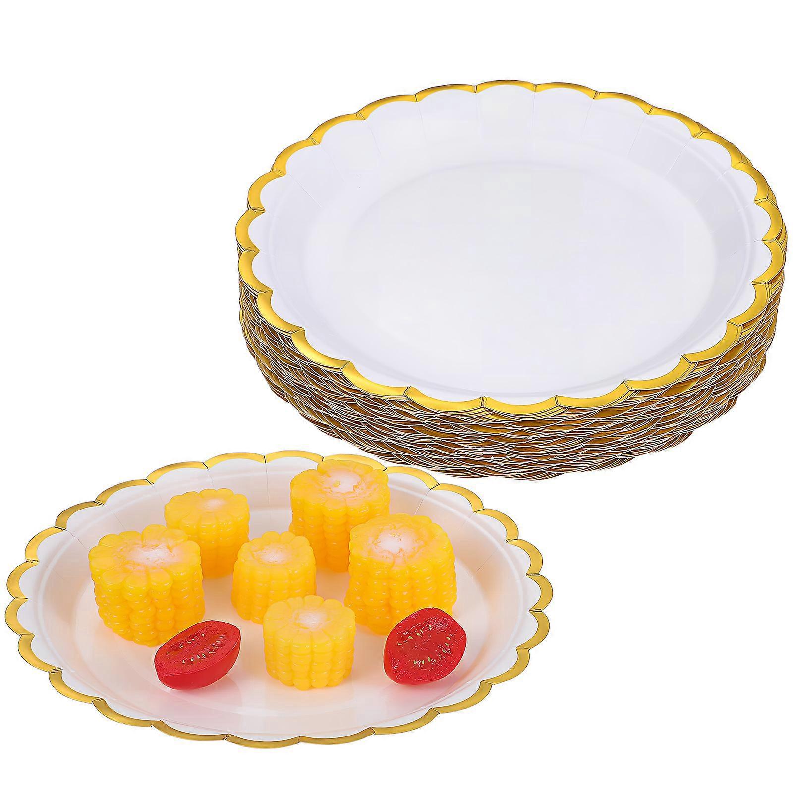 50 Stück Einweg-pappteller Mit Blumenmuster, Partyteller Aus Papier, Serviertabletts Für Speisen Und Getränke, Partyzubehör-22.50x22.50x1.60cm-white