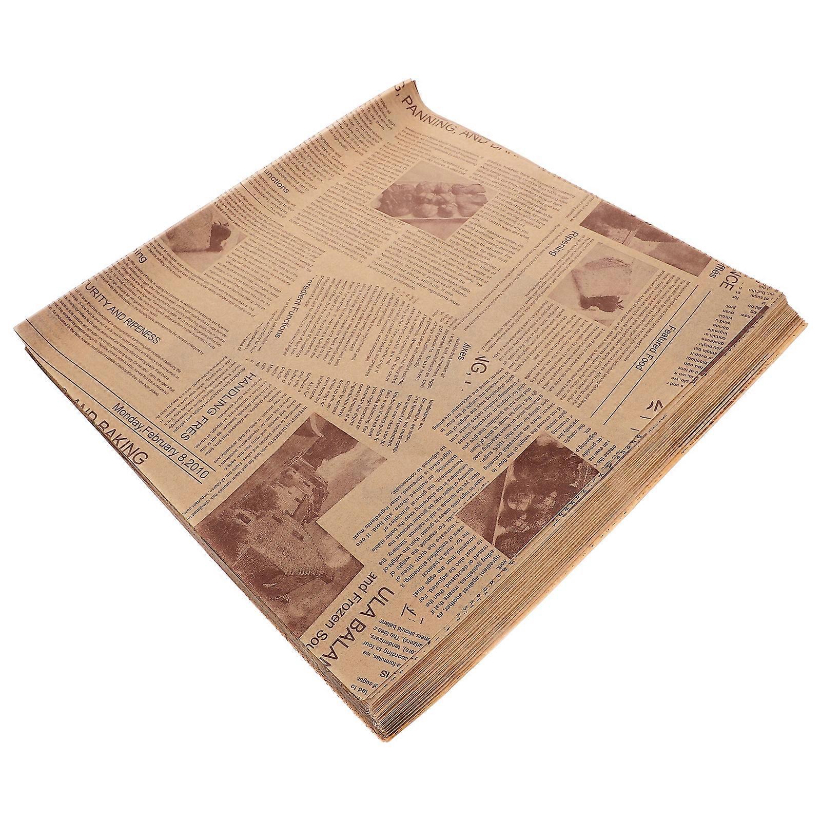 100 Blatt Lebensmittelverpackungspapier, Fettabweisend, Sandwichpapier, Zeitungsdesign, Pommes-frites-verpackungspapier-30x30cm