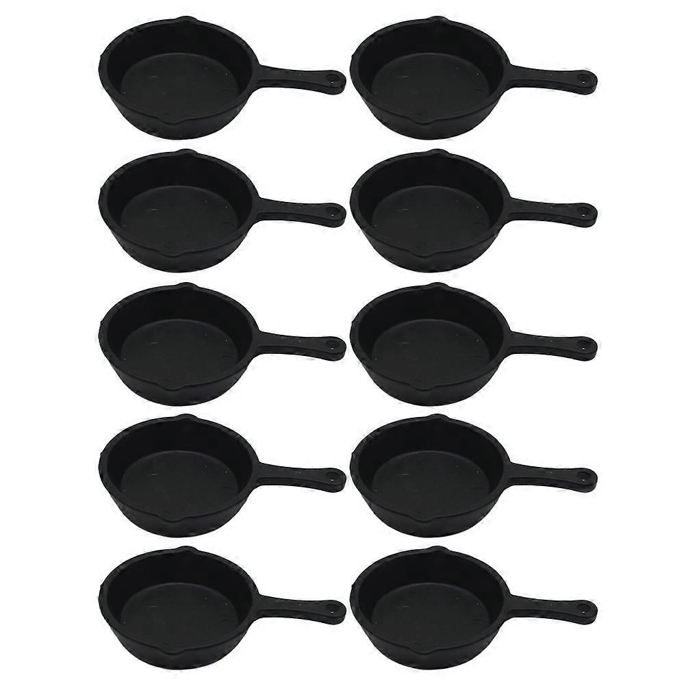 10 Mini-bratpfannen, Nachbildungen Von Kochpfannen, Miniatur-küchenhelfer-6.00x3.70x0.50cm-black