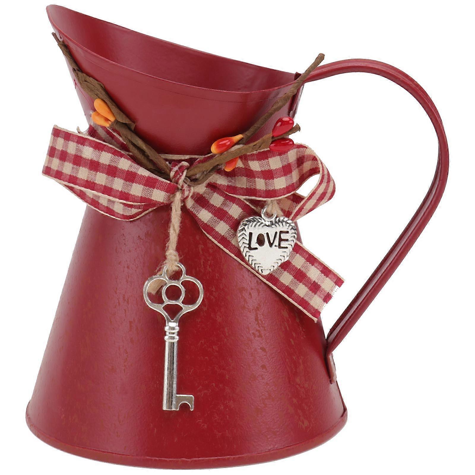 Stück Einzigartiger Kesselförmiger Pflanztopf, Dekorativer Blumeneimer Aus Eisen-12.5x10cm-red