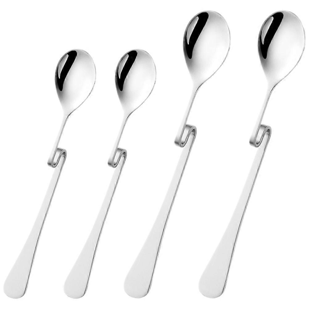 4-teiliges Set Kaffeelöffel Aus Edelstahl, Gebogene Rührlöffel, Kaffeemischlöffel-15.50x2.60x1.00cm