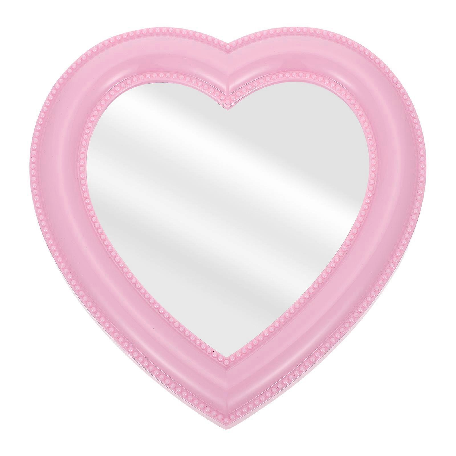 Stück Herzförmiger Wand- Und Tischspiegel, Schminkspiegel Für Damen-19x18cm-pink