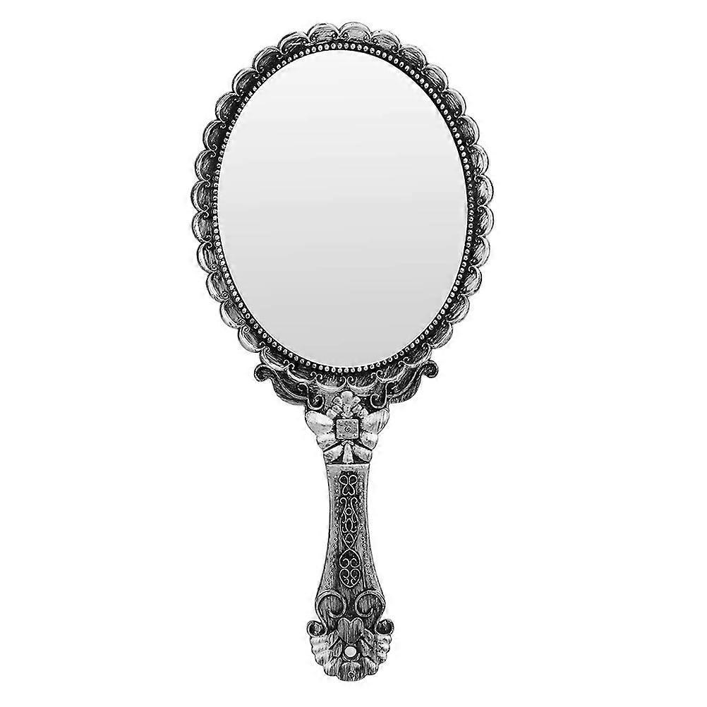 Stück Vintage-handspiegel, Kosmetikspiegel Für Damen Mit Schnitzmuster-25.00x11.50x2.00cm-silver