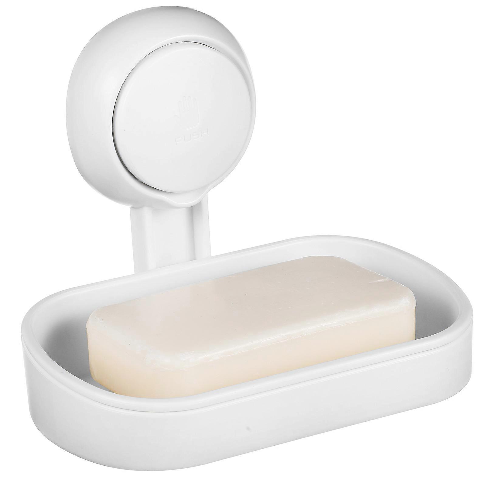 Seifenhalter Mit Saugnapf, Seifenbehälter Zur Wandmontage In Der Dusche, Seifenhalter Mit Abfluss-14.50x11.40x8.80cm-white